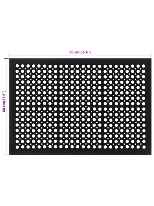 Durvju paklājs, taisnstūra forma, 60x90 cm, gumija