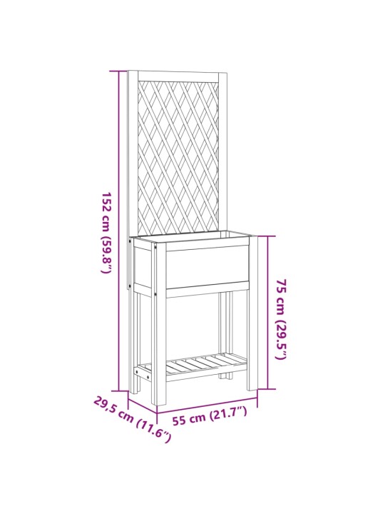 Dārza puķu kaste ar špaleru un plaukts 55x29,5x152 cm akācija