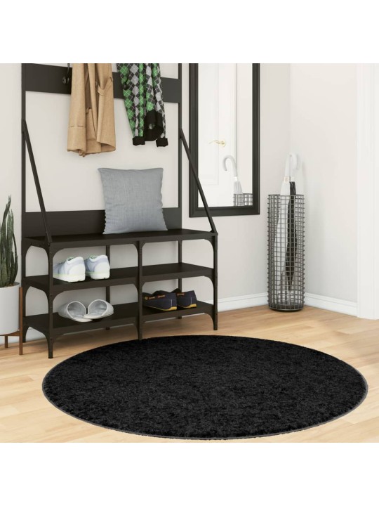 Paklājs pamplona, ø 120 cm, shaggy, moderns, melns