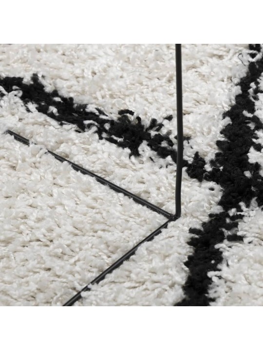 Paklājs pamplona, ø 160 cm, shaggy, moderns, krēmkrāsu un melns