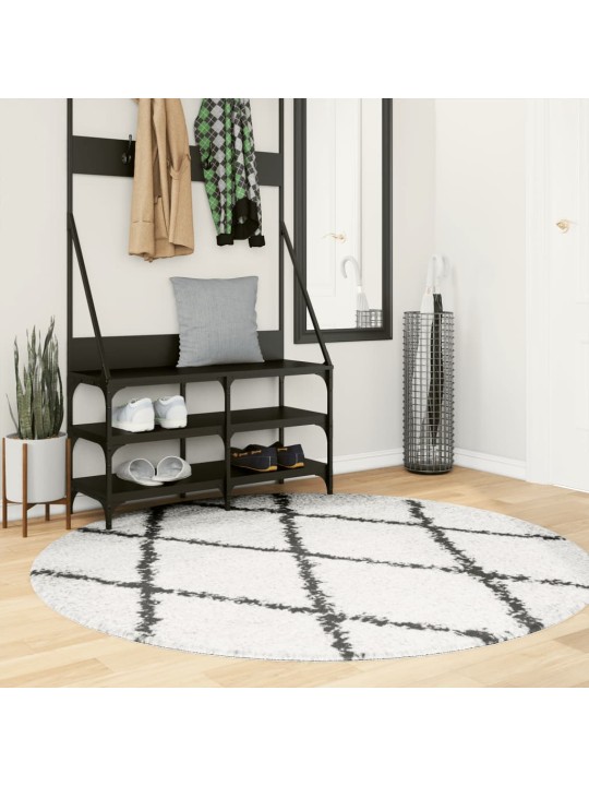Paklājs pamplona, ø 160 cm, shaggy, moderns, krēmkrāsu un melns
