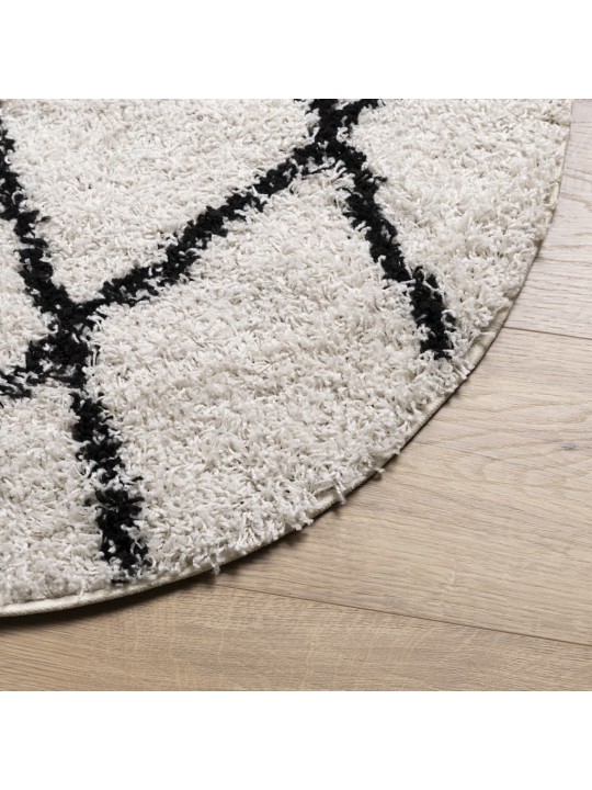 Paklājs pamplona, ø 240 cm, shaggy, moderns, krēmkrāsu un melns