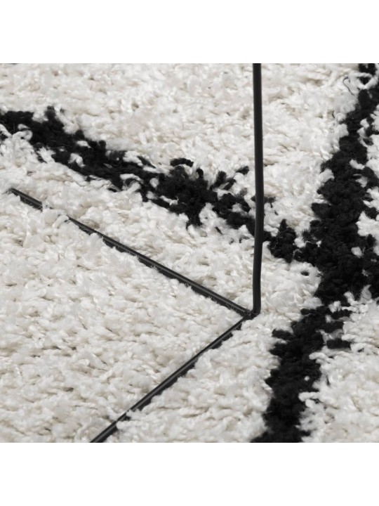 Paklājs pamplona, ø 240 cm, shaggy, moderns, krēmkrāsu un melns