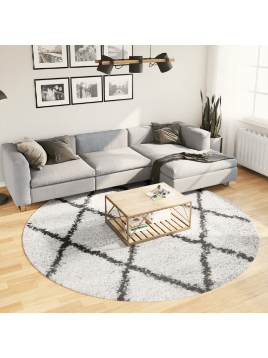 Paklājs pamplona, ø 240 cm, shaggy, moderns, krēmkrāsu un melns