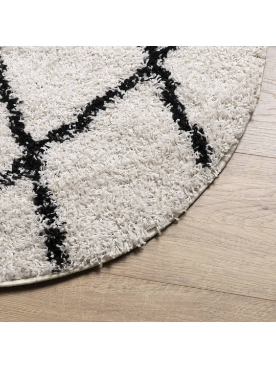 Paklājs pamplona, ø 280 cm, shaggy, moderns, krēmkrāsu un melns