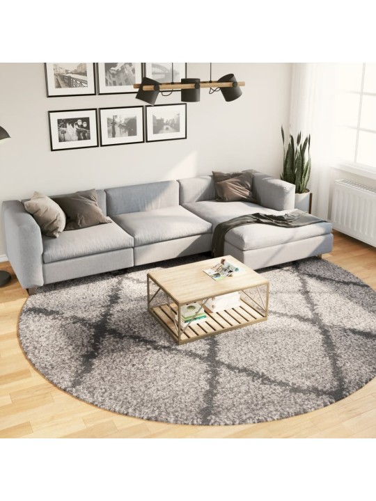 Paklājs, ø 280 cm, shaggy, moderns, bēšs un antracītpelēks