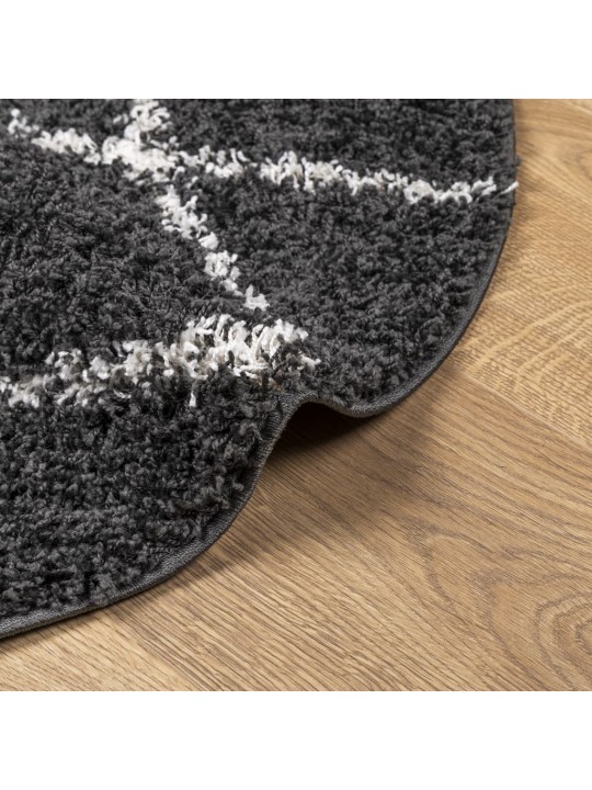 Paklājs pamplona, ø 240 cm, shaggy, moderns, melns ar krēmkrāsu