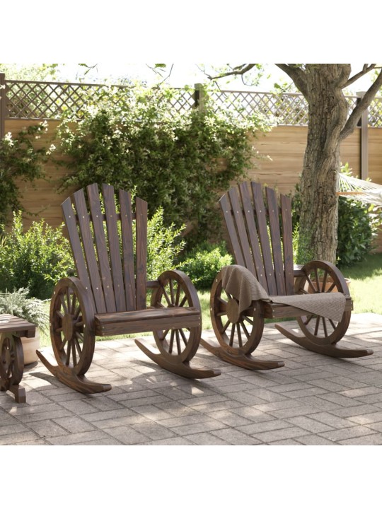 Dārza adirondack stila šūpuļkrēsli, 2 gab., egles masīvkoks