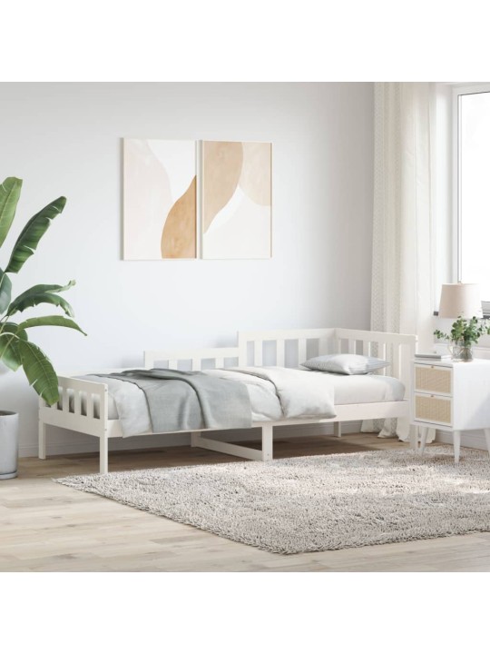 Gulta bez matrača, balts, 80x200 cm, priedes masīvkoks