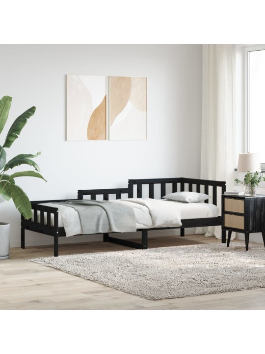 Dīvāngulta, melna, 80x200 cm, priedes masīvkoks