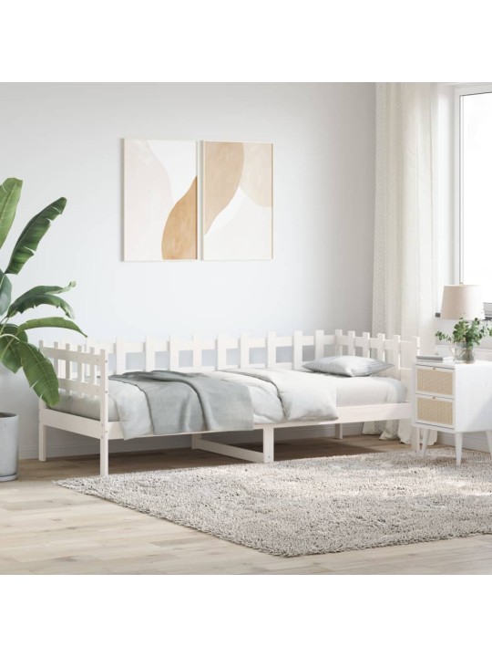 Gulta bez matrača, balts, 80x200 cm, priedes masīvkoks