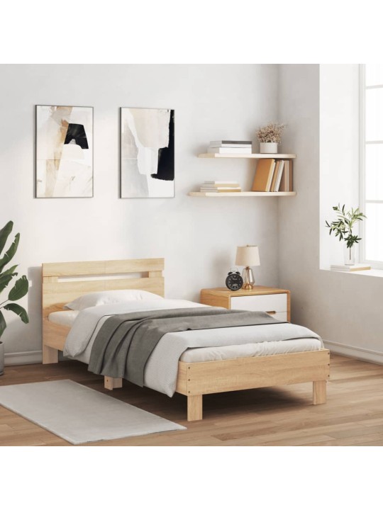 Gultas rāmis ar galvgali, ozola, 100x200 cm, inženierijas koks