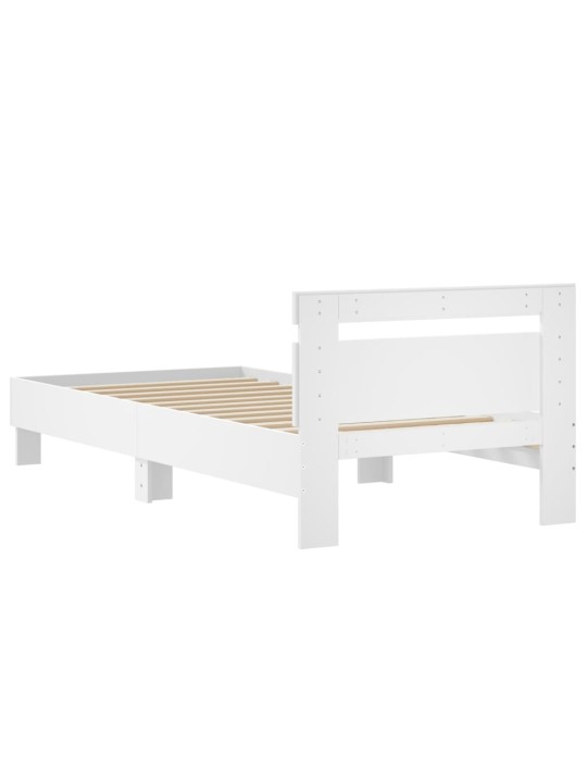 Gultas rāmis ar galvgali, balts, 90x200 cm, inženierijas koks