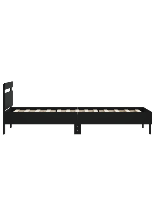 Gultas rāmis ar galvgali, melns, 75x190 cm, inženierijas koks
