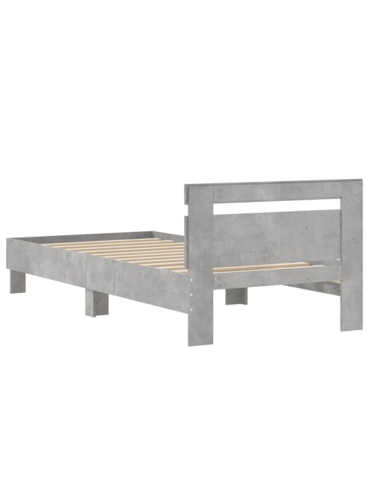 Gultas rāmis ar galvgali, pelēks, 75x190 cm, inženierijas koks