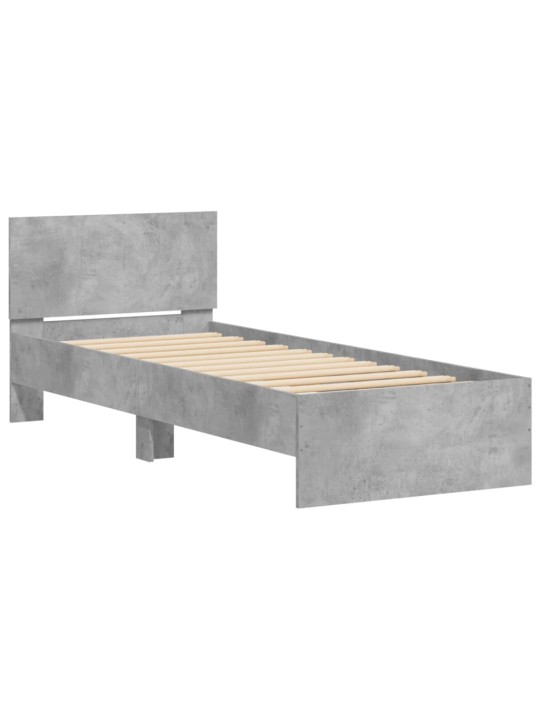 Gultas rāmis ar galvgali, pelēks, 75x190 cm, inženierijas koks