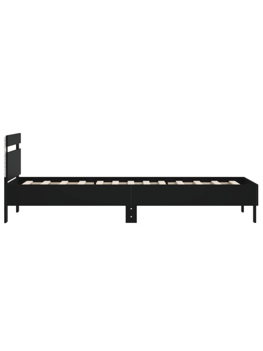 Gultas rāmis ar galvgali un LED, melns, 100x200 cm