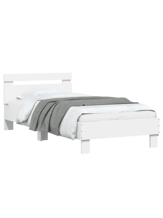 Gultas rāmis ar galvgali un led, balts, 90x190 cm