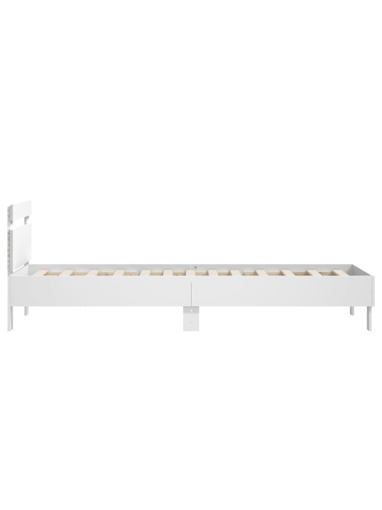 Gultas rāmis ar galvgali un led, balts, 90x190 cm