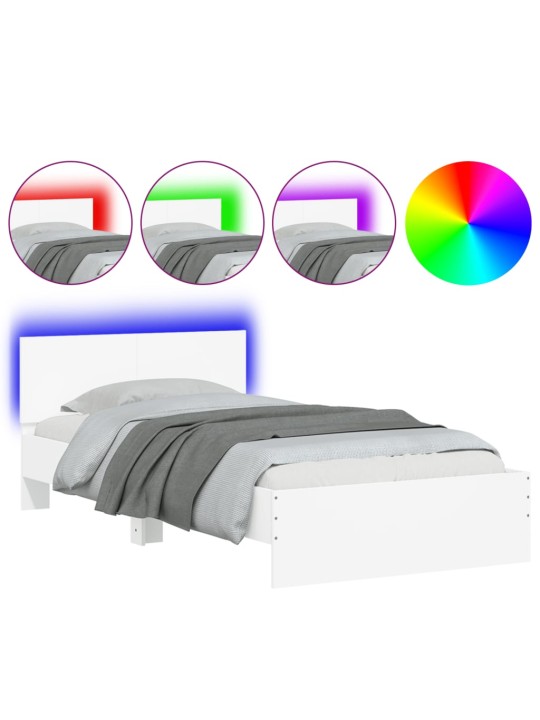 Gultas rāmis ar galvgali un led, balts, 100x200 cm