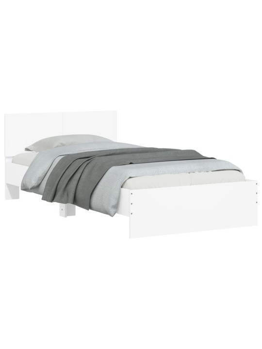 Gultas rāmis ar galvgali un led, balts, 100x200 cm