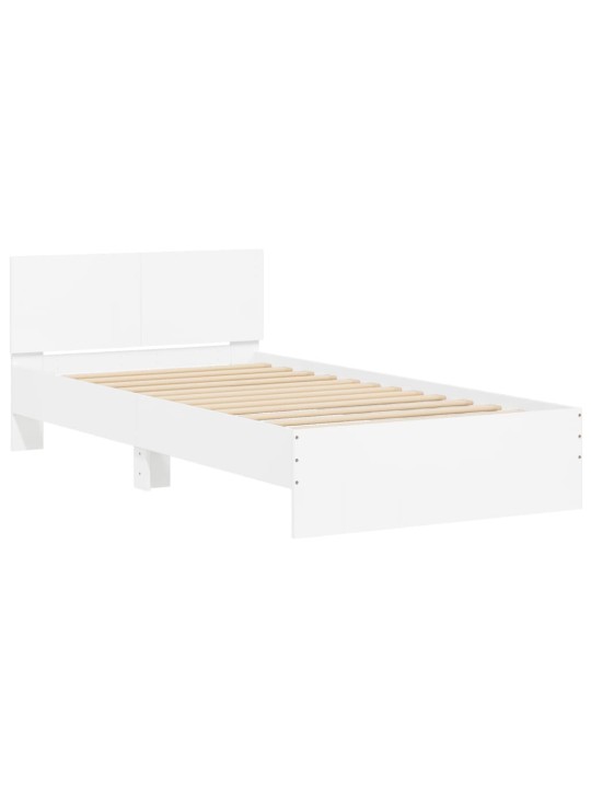 Gultas rāmis ar galvgali un led, balts, 100x200 cm