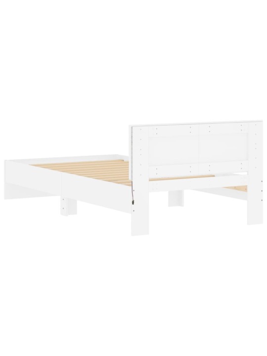 Gultas rāmis ar galvgali un led, balts, 100x200 cm