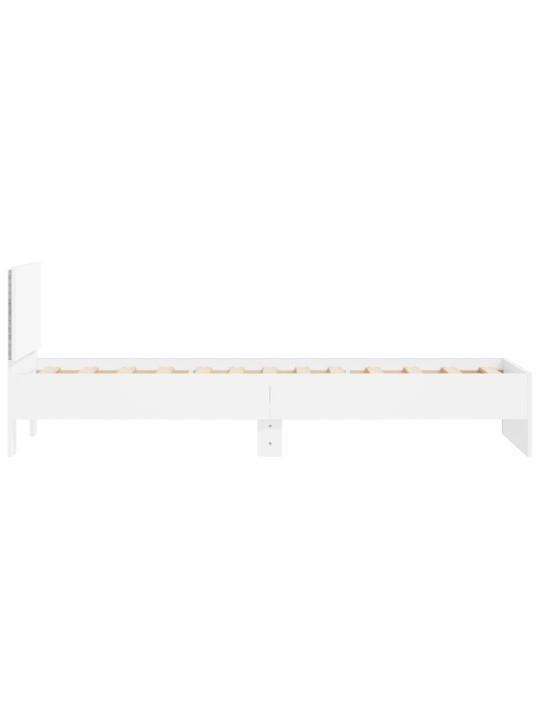 Gultas rāmis ar galvgali un led, balts, 90x190 cm
