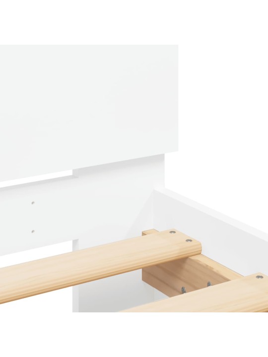 Gultas rāmis ar galvgali un led, balts, 90x190 cm