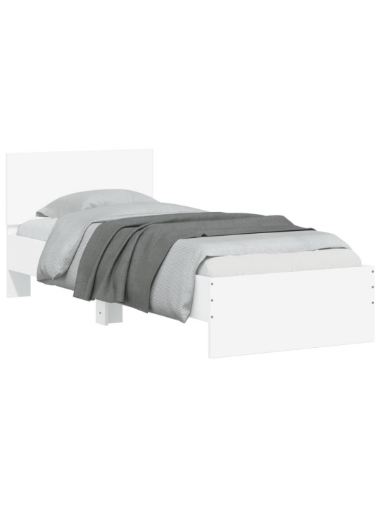 Gultas rāmis ar galvgali un led, balts, 75x190 cm