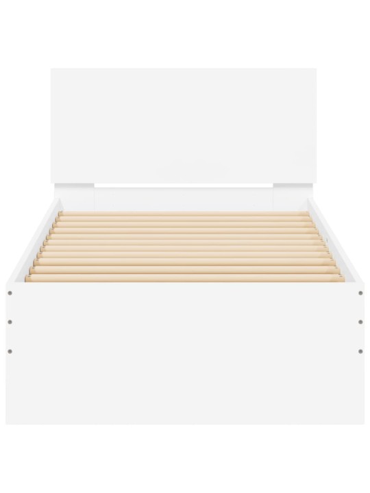 Gultas rāmis ar galvgali un led, balts, 75x190 cm