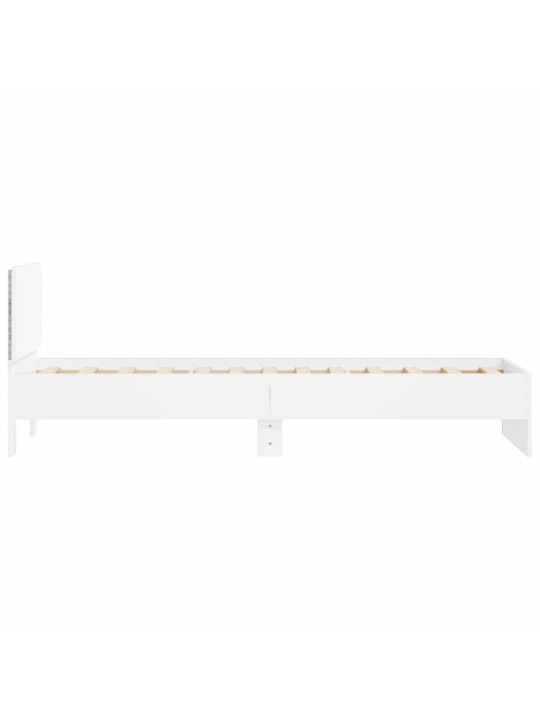 Gultas rāmis ar galvgali un led, balts, 75x190 cm