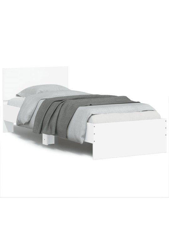 Gultas rāmis ar galvgali un led, balts, 75x190 cm