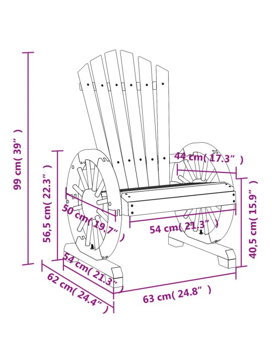 Dārza adirondack stila krēsli, 2 gab., egles masīvkoks