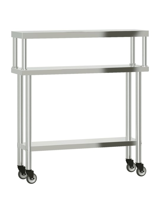 Virtuves darba galds ar plauktu, 110x30x120 cm, tērauds