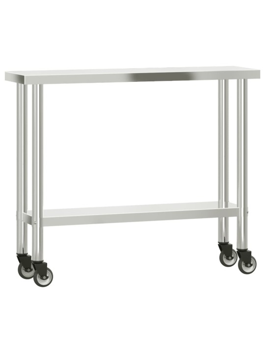 Virtuves darba galds ar plauktu, 110x30x120 cm, tērauds
