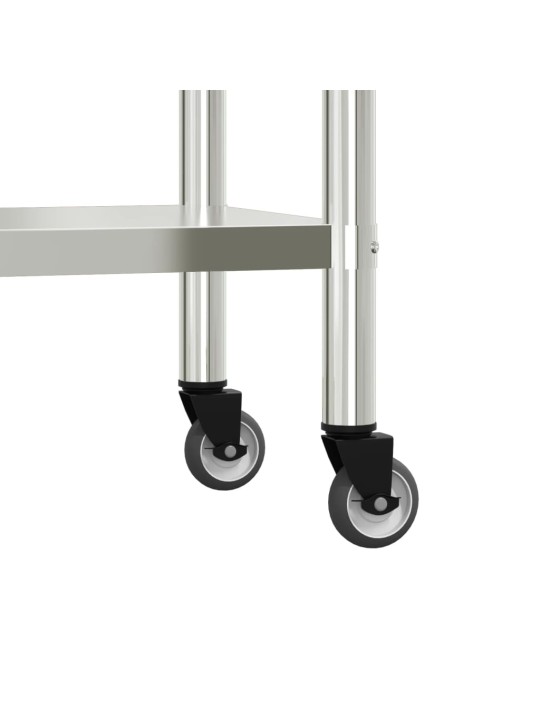 Virtuves darba galds ar plauktu, 110x30x120 cm, tērauds