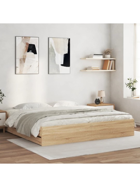 Gultas rāmis ar atvilktnēm, ozola, 160x200cm, inženierijas koks