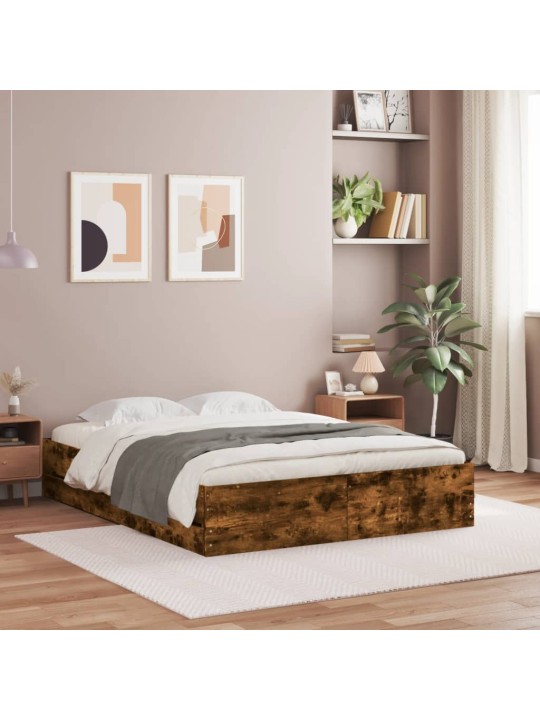Gultas rāmis ar atvilktnēm, ozola, 140x200cm, inženierijas koks