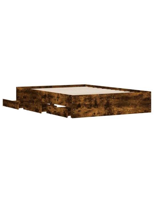 Gultas rāmis ar atvilktnēm, ozola, 120x200cm, inženierijas koks