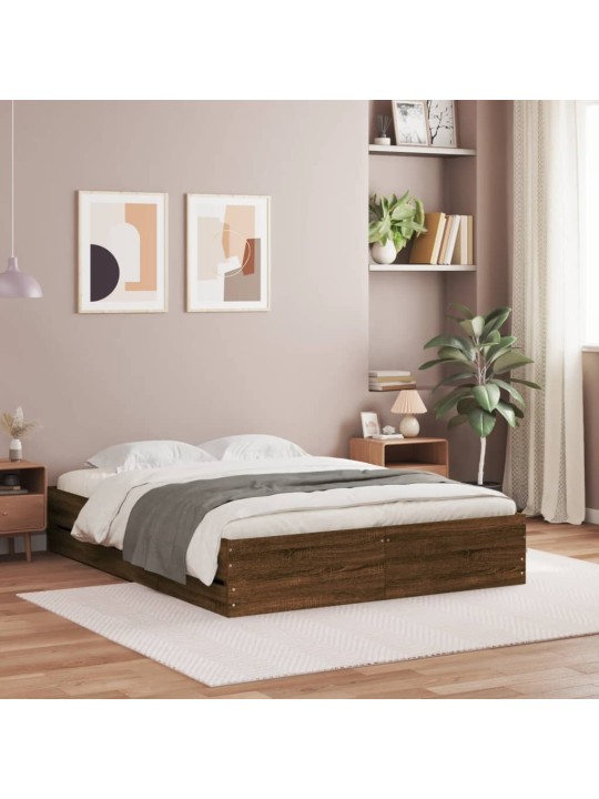 Gultas rāmis ar atvilktnēm, brūns, 120x200cm, inženierijas koks