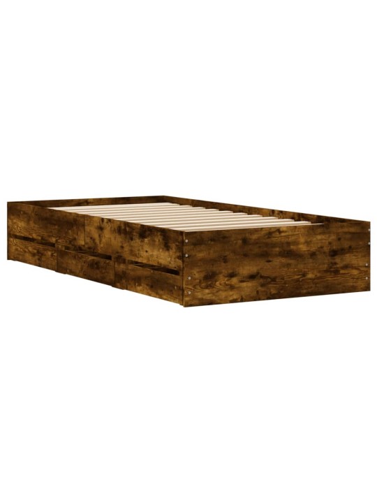 Gultas rāmis ar atvilktnēm, ozola, 90x200 cm, inženierijas koks