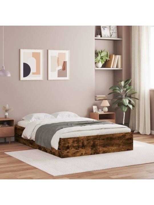 Gultas rāmis ar atvilktnēm, ozola, 135x190cm, inženierijas koks
