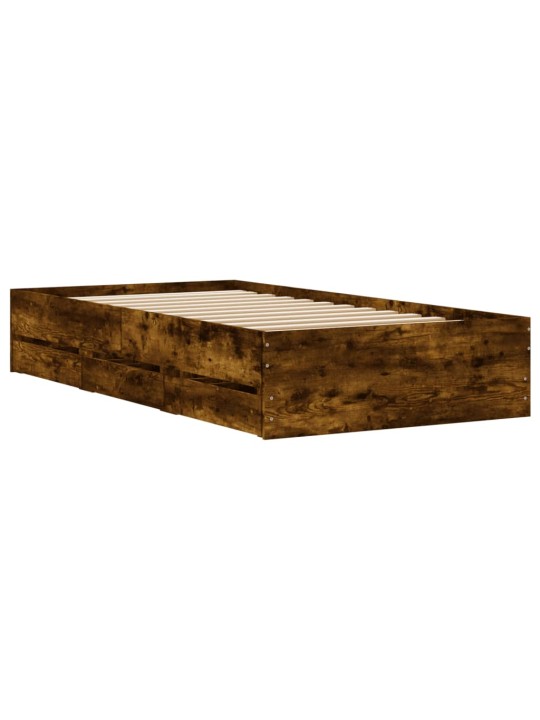 Gultas rāmis ar atvilktnēm, ozola, 75x190 cm, inženierijas koks
