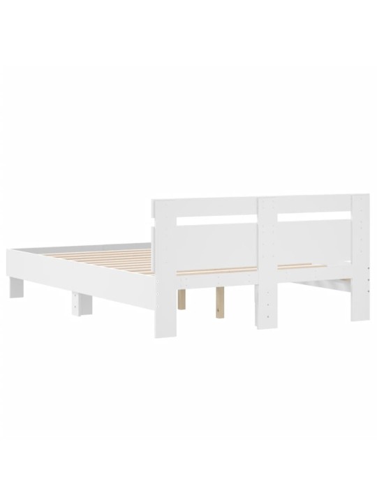 Gultas rāmis ar galvgali, balts, 135x190 cm, inženierijas koks