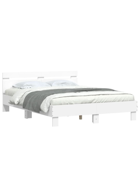 Gultas rāmis ar galvgali un led, balts, 150x200 cm