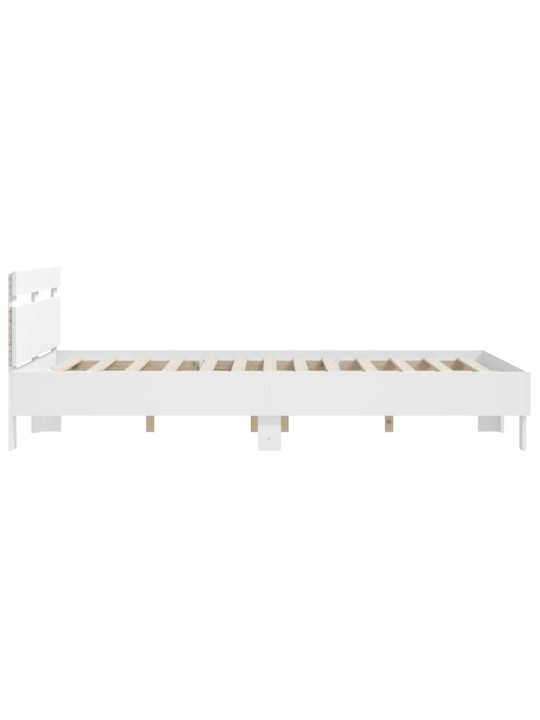 Gultas rāmis ar galvgali un led, balts, 150x200 cm