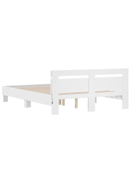 Gultas rāmis ar galvgali un led, balts, 150x200 cm