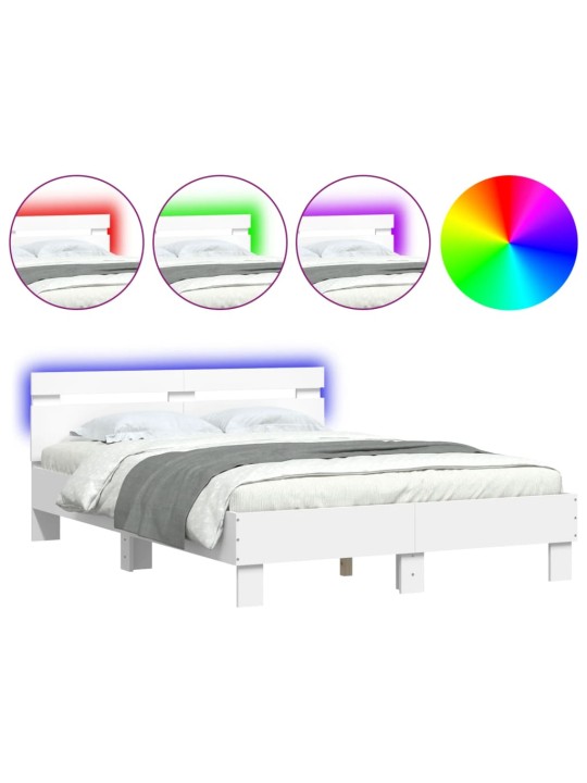 Gultas rāmis ar galvgali un led, balts, 120x200 cm