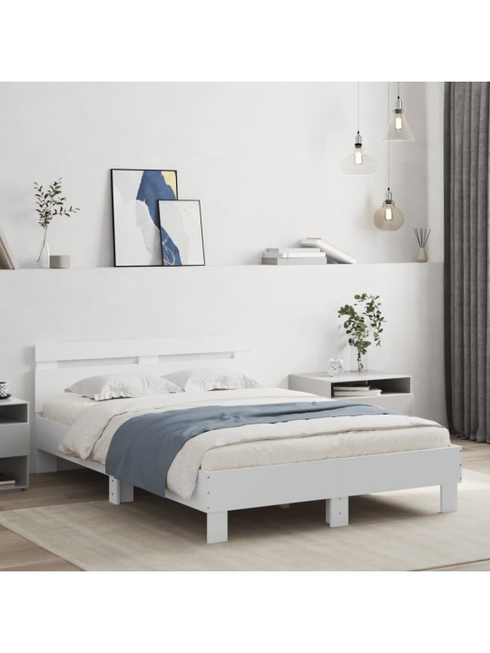 Gultas rāmis ar galvgali un led, balts, 120x200 cm